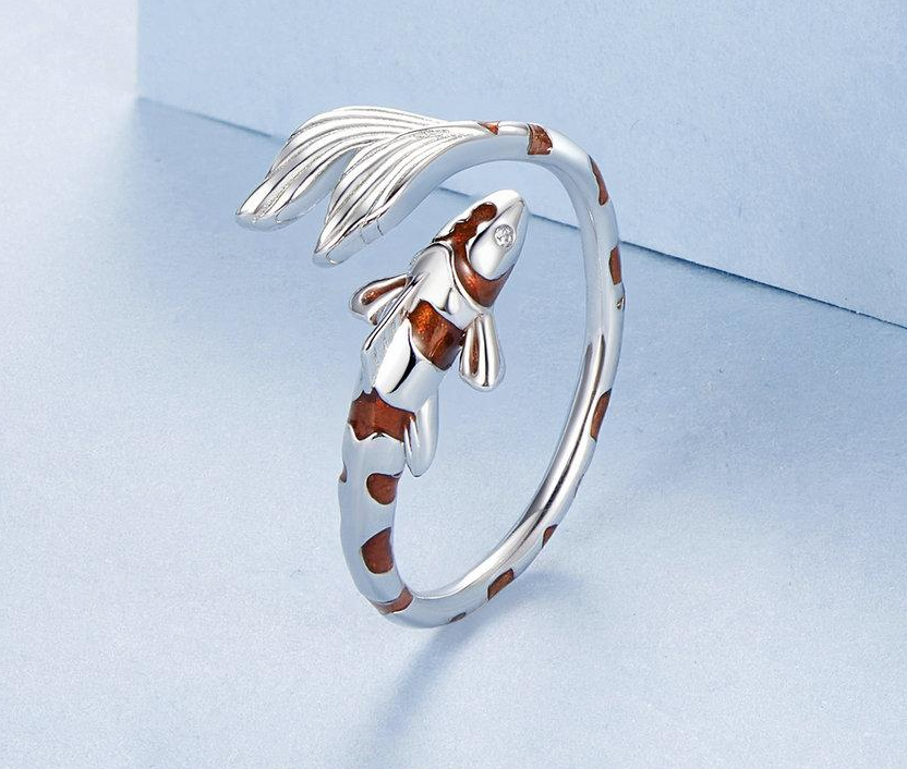 Danmei – Anillo Pez Koi Plateado