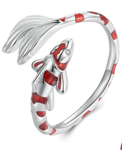 Danmei – Anillo Pez Koi Plateado - Image 3