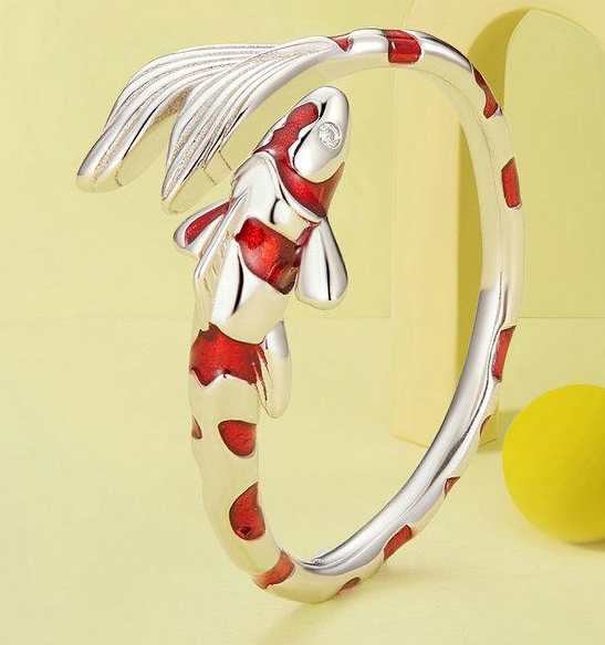 Danmei – Anillo Pez Koi Plateado - Image 4
