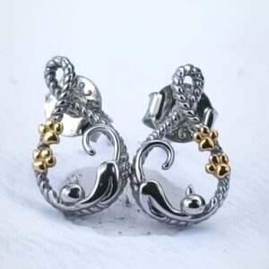 Dije Aretes - Gato Con Flores