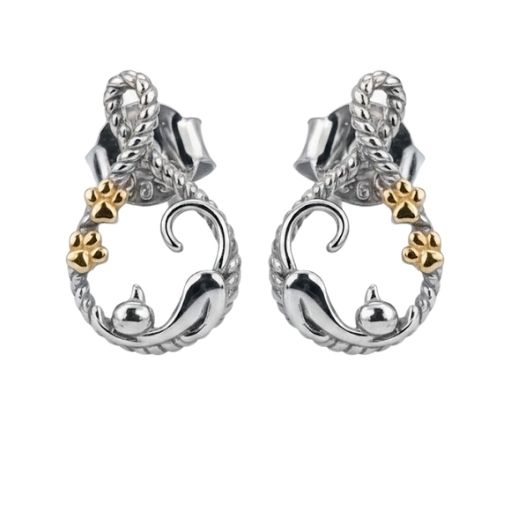 Dije Aretes - Gato Con Flores