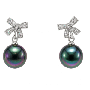 Aretes perla con moño